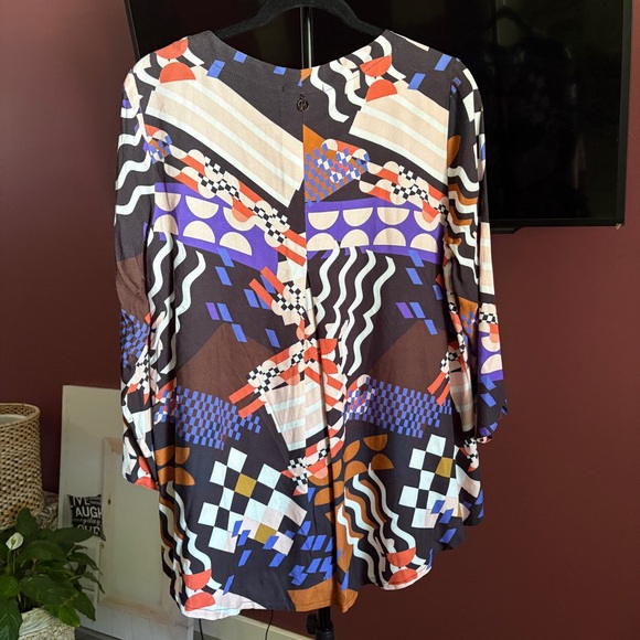 NWT Maloka Oversized Multicolor Abstract Graphic Print Blouse Funky Artsy Tunic - Picture 8 of 9
